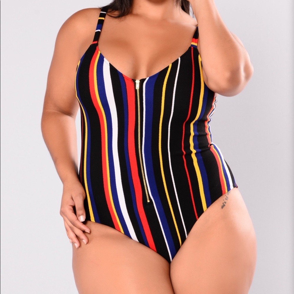 NWOT- Multicolored Strip Bodysuit